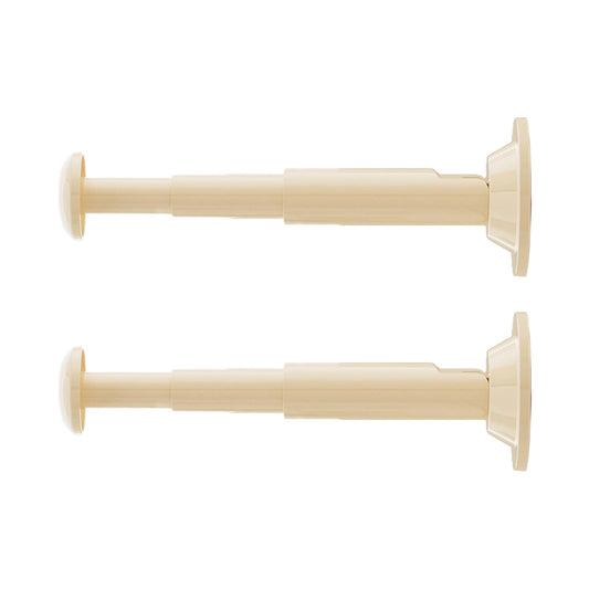 Two extendable beige rods with suction cup bases for retractable clothes hanger rack