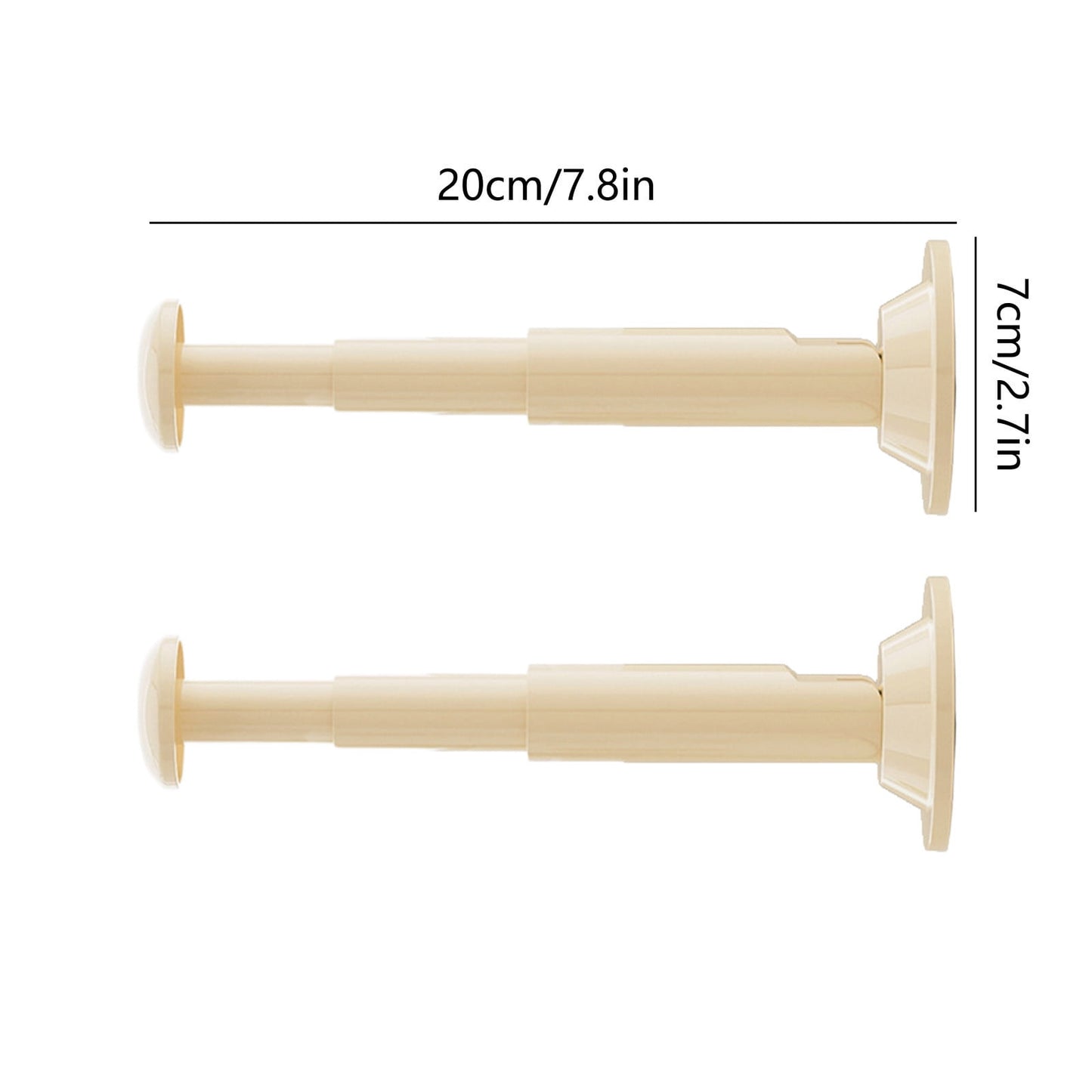 2PCS Retractable Clothes Hanger Storage Rack, Extendable Clothes Hanger with Suction Cup, Space Saving Household Tool for Closet Washer Dryer Beige