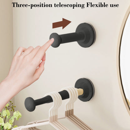 2PCS Retractable Clothes Hanger Storage Rack, Extendable Clothes Hanger with Suction Cup, Space Saving Household Tool for Closet Washer Dryer Black