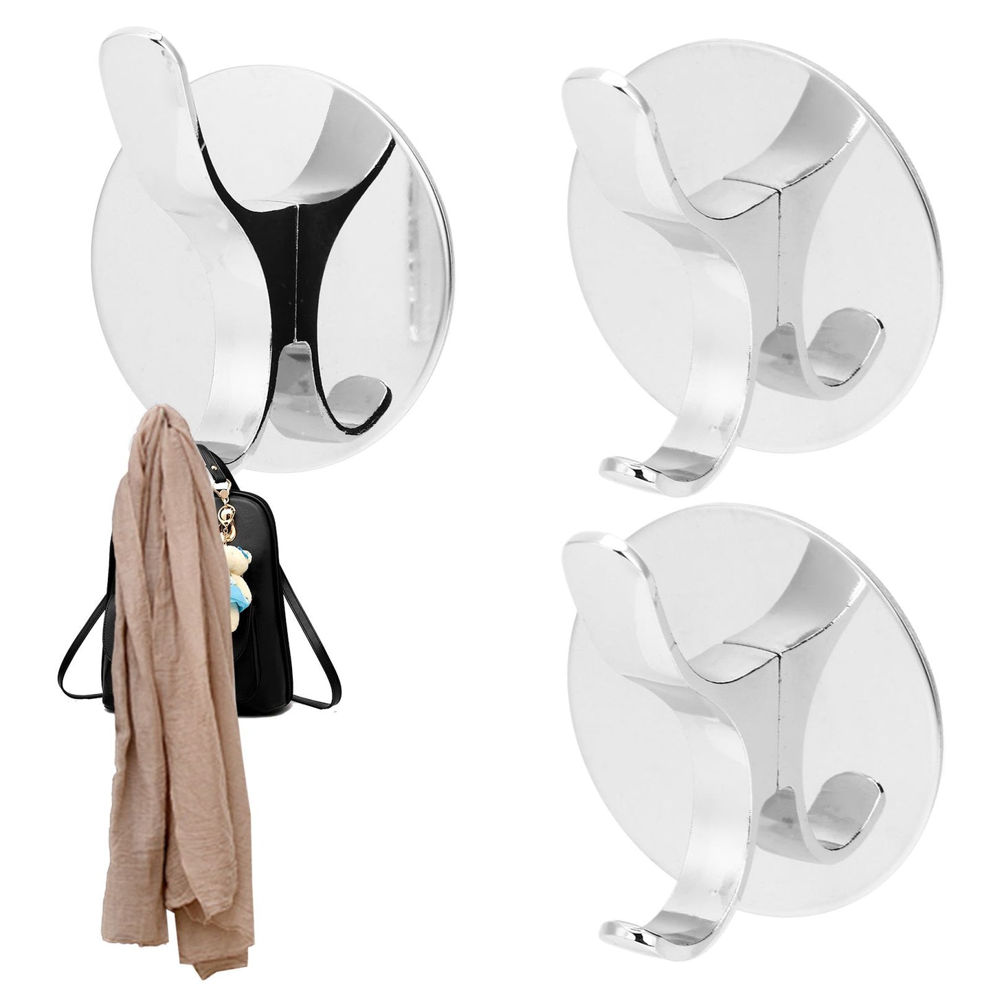 2PCS Wall Mounted Clothes Hook Heavy Duty Door Towel Hook Bathroom Wall Hanger for Household