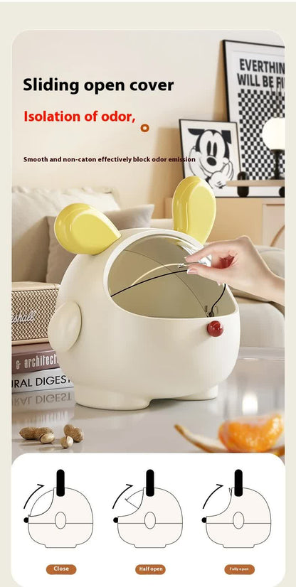 2PCS Yellow-Eared Cute Puppy Desktop Bin with Lid - Mini Trash Can & Storage Organiser - Kawaii Office Decor for Vanity & Home Office