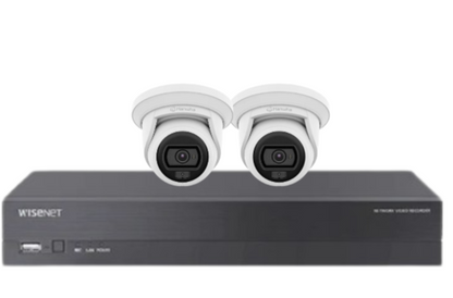 Wisenet Hanwha x4 Camera CCTV Kit with 4 Channel 8MP NVR, 4MP Flateye Cameras A series + HDD – CT-ANE-L7012L / CT-ARN-410S