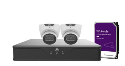 Uniview AcuTrack 6MP AI CCTV Kit with 4x UNI6 PRIME-II Turret Cameras, 4-Channel PoE NVR, LightHunter IR 40m Night Vision, People Counting & HDD - IPC3616SS-ADF28K-I1
