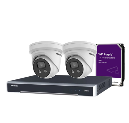 Hikvision 6MP 4-Camera CCTV Security Kit with 4-Channel PoE NVR | DS-2CD2366G2-I(U) + DS-7604NI-M1/4P + HDD | AcuSense AI, Audio, IP67, DarkFighter