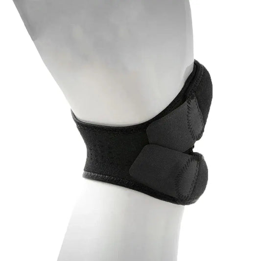 Axign knee support brace, black side wrap with padded panel and elastic band