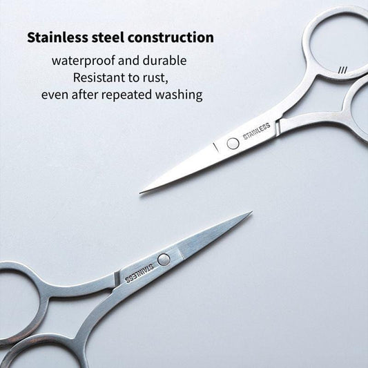Stainless steel pointed-tip beauty scissors with engraved finger rings