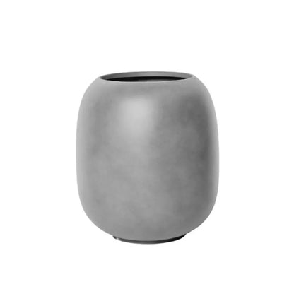 Concrete grey ceramic vase with rounded shape and wide open top