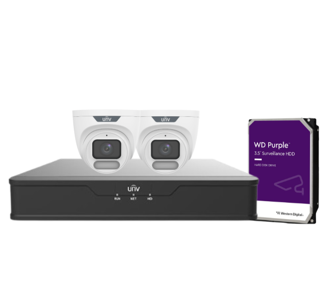 Uniview OWLVIEW 8MP 4K CCTV Kit with 4x Turret Cameras & 4-Channel PoE NVR – ColorHunter, Wise-ISP, HDD Included | IPC3628LE-ADF28K-WP + NVR301-04B-P4-IQ