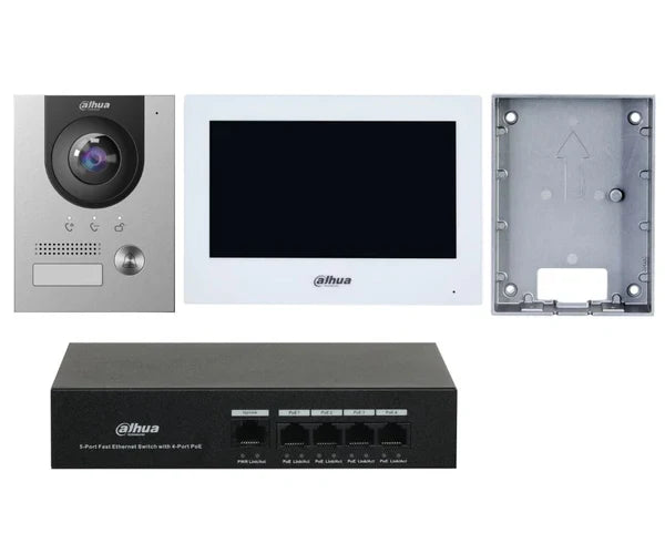Dahua 6MP CCTV & Wireless Alarm Complete Home Security Kit – 4 Camera AI NVR System + Intercom & Siren Set for single storey house