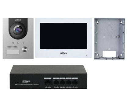 Dahua 6MP CCTV & Wireless Alarm Complete Home Security Kit – 4 Camera AI NVR System + Intercom & Siren Set for single storey house