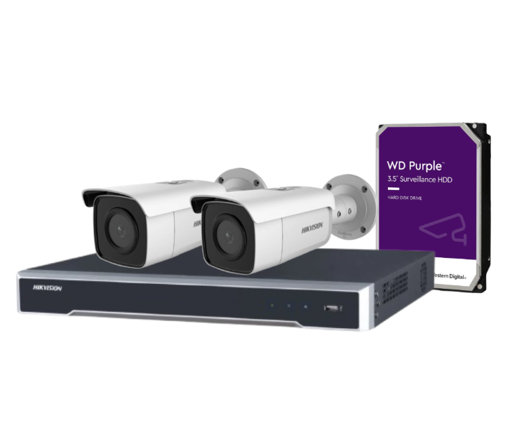 Hikvision 4-Camera CCTV Kit with 6MP Fixed Bullet Cameras (DS-2CD2T66G2-2I/4I) + 4CH NVR + HDD | AcuSense, DarkFighter, IP67