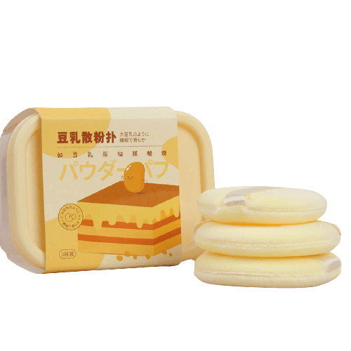 Soy milk powder puffs (3 pcs) in cream, with beige package