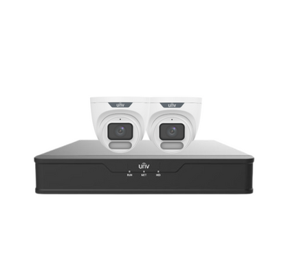 Uniview OWLVIEW 8MP 4K CCTV Kit with 4x Turret Cameras & 4-Channel PoE NVR – ColorHunter, Wise-ISP, HDD Included | IPC3628LE-ADF28K-WP + NVR301-04B-P4-IQ