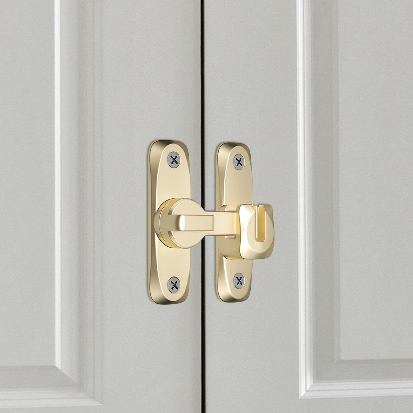 2pcs Barn Door Lock Latch Screen Door Locks Room Door Latch Zinc Alloy Flip Door Lock Latch Wardrobe Door Lock for Office Cabinet,  Gold