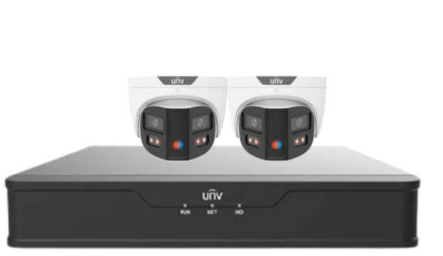 Uniview PRIME-III 8MP 180° Dual-Lens AI CCTV Kit – 4 Channel NVR + HDD – ColorHunter, People Counting, 30m IR – IPC3K28SE-ADF28KMC-DL-I0 Triguard