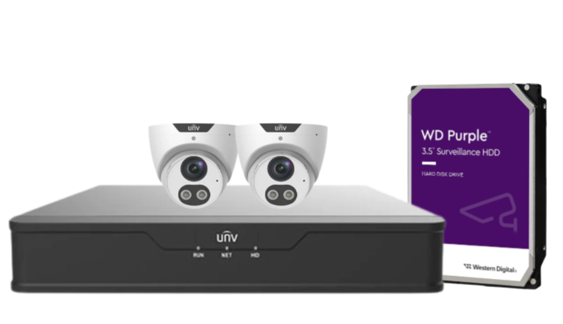 Uniview x4 8MP Tri-Guard CCTV Kit with 4-Channel NVR and HDD – IPC3618SB-ADF28KMC-I0 / NVR301-04B-P4-IQ