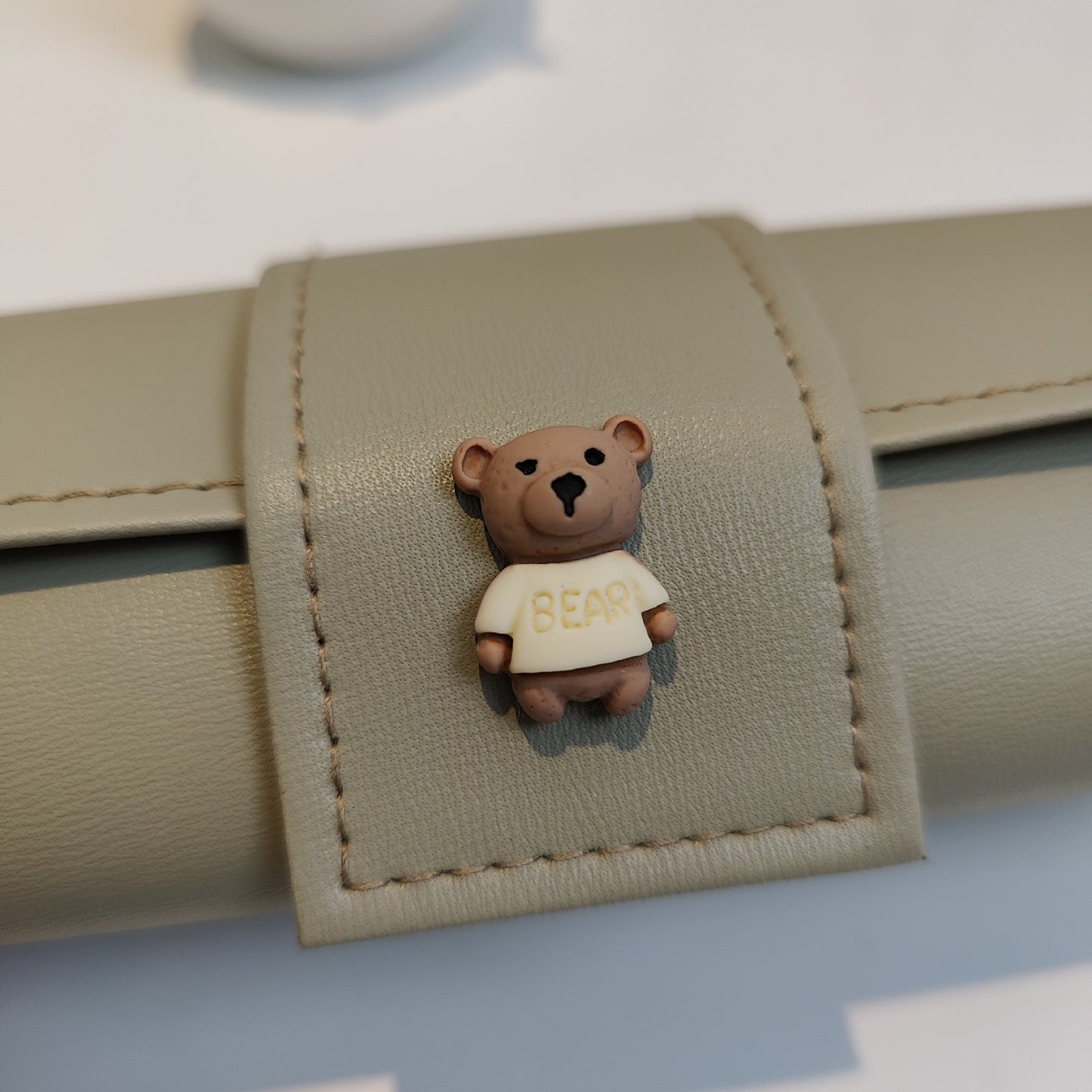 3 PCS Cute Bear PU Leather Glasses Case Large Capacity - Portable Protective Sunglasses Holder for Big Frames - Brown Eyewear Storage Box