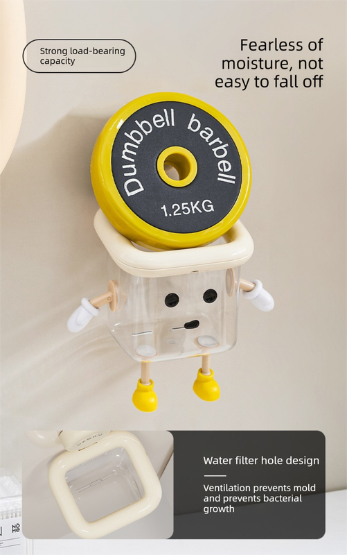 3 PCS Cute Suction Cup Bathroom Organizer Wall Mounted Toothbrush Holder No Drill Storage Caddy with Drainage Holes for Electric Toothbrush Razor Cream White
