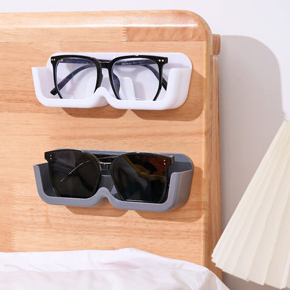 3-Pack Wall-Mounted Glasses Organizer - PET Bedside Bathroom Eyewear Storage Shelf, Anti-Pressure & Space-Saving(White)