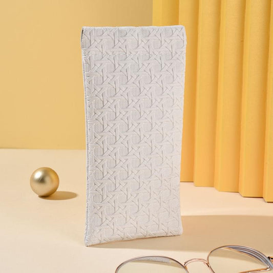 Woven texture eyeglass case pouch in light color