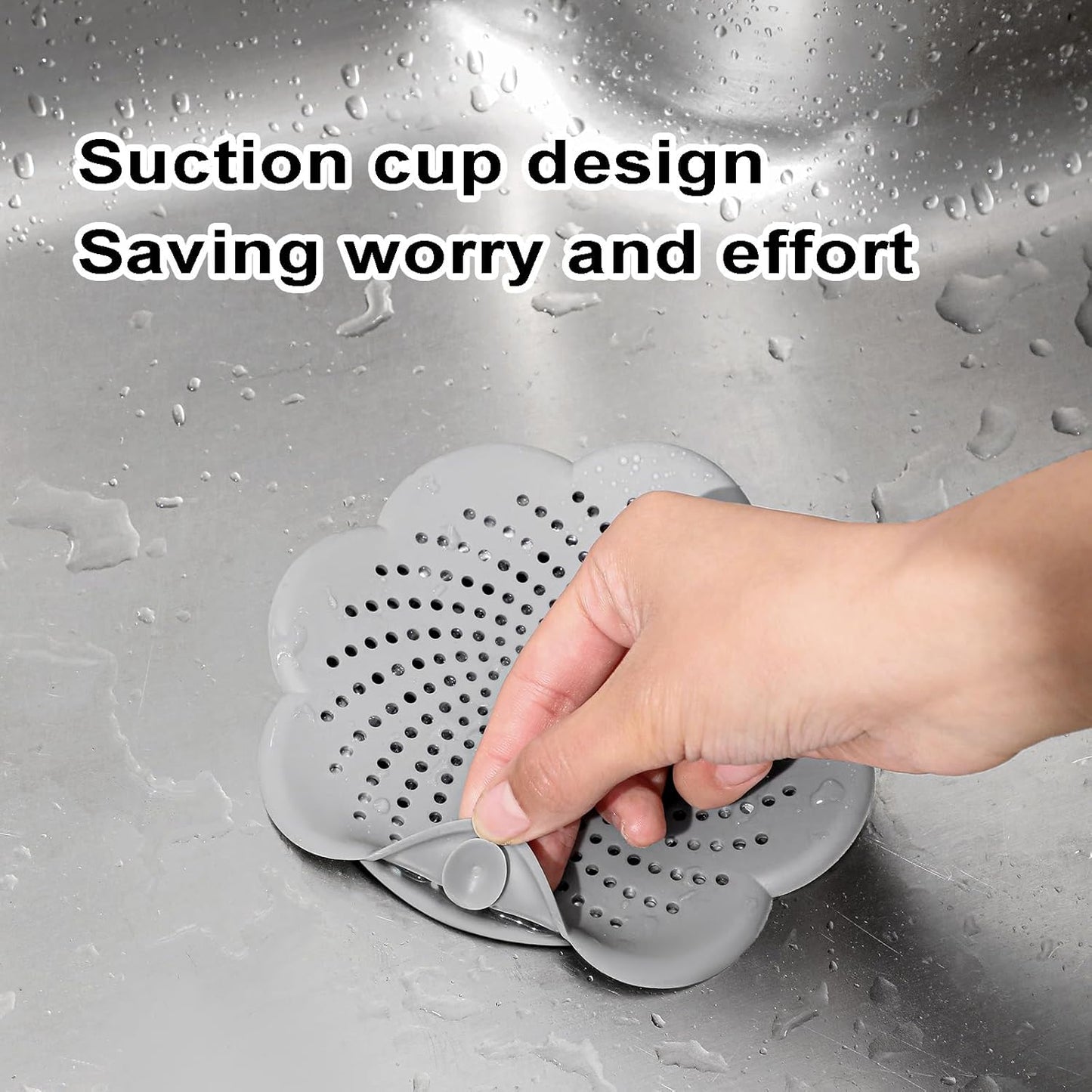 3 Pcs Shower Drain Covers Hair Catcher, 5.7 Inch Silicone Kitchen Sink Strainer Bathroom Shower Sink Stopper - Drain Cover Hair Trap, Filter for Kitchen Bathroom Tub