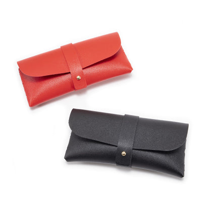 3-Piece Black Chic & Sleek PU Leather Soft Eyeglass Case - Protective Pouch for Sunglasses & Reading Glasses