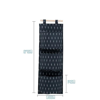 3 Pocket Hanging Storage Bag with Wooden Rod for Wall or Door Organisation - Bear