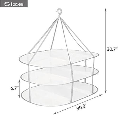 3-Tier Folding Clothes Drying Rack for Flat Drying Wool & Sweaters - Maintains Shape & Prevents Stretching - Space Saving Design