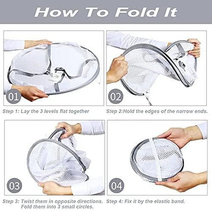 3-Tier Folding Clothes Drying Rack for Flat Drying Wool & Sweaters - Maintains Shape & Prevents Stretching - Space Saving Design