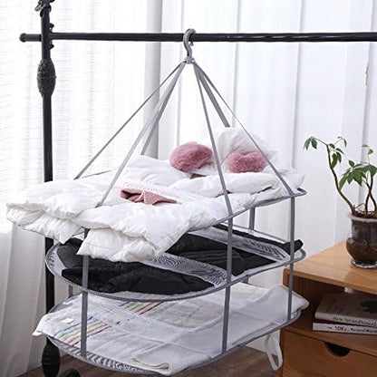 3-Tier Folding Clothes Drying Rack for Flat Drying Wool & Sweaters - Maintains Shape & Prevents Stretching - Space Saving Design