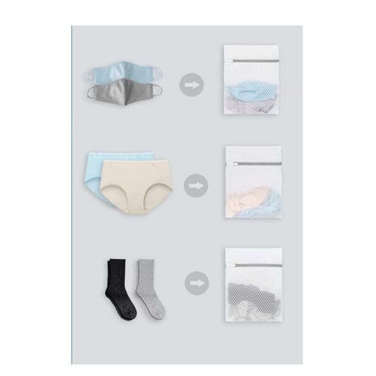 3-pack small mesh laundry bags with zipper, assorted colors and shapes