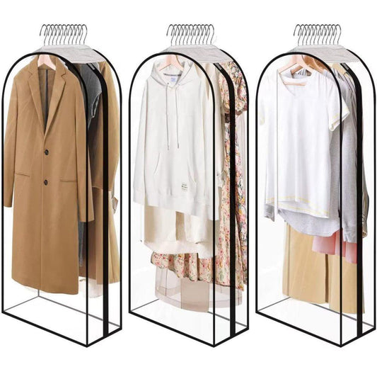 Transparent PEVA garment cover with zipper and hanger frame