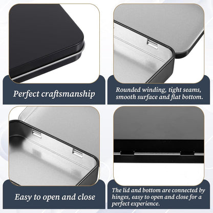 3 pieces - Iron box - Storage box - Portable box - storage box - jewelry box - metal hinged boxes - mini storage box with lids - for storing pins, candy, jewelry, craft supplies - 80*53*18mm - black