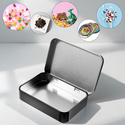 3 pieces - Iron box - Storage box - Portable box - storage box - jewelry box - metal hinged boxes - mini storage box with lids - for storing pins, candy, jewelry, craft supplies - 80*53*18mm - black