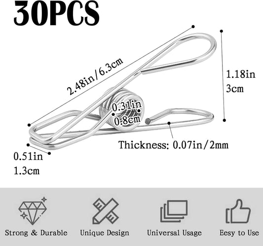 Stainless steel clothespin with U-shaped spring, with size markers