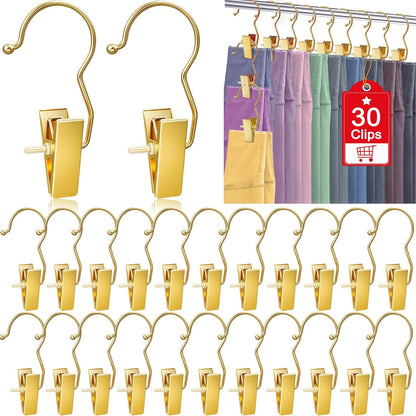 30 Pack Gold Boot Hangers for Closet, Pants Hangers with Clips Portable Travel Hanger Space Saving, Boot Clip Hooks for Hanging Clothes Pins Leggings Hangers Laundry Towels Hat Bra Socks Jean