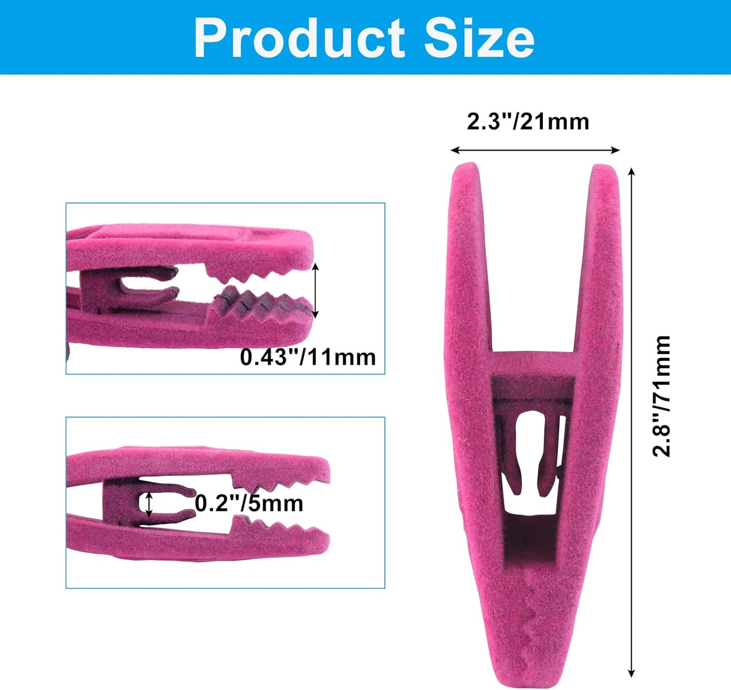 30 Pack Hot Pink Velvet Hanger Clips, Strong Hanger Clips Perfect for Organizing Skirts/Pants/Thin Felt Hangers
