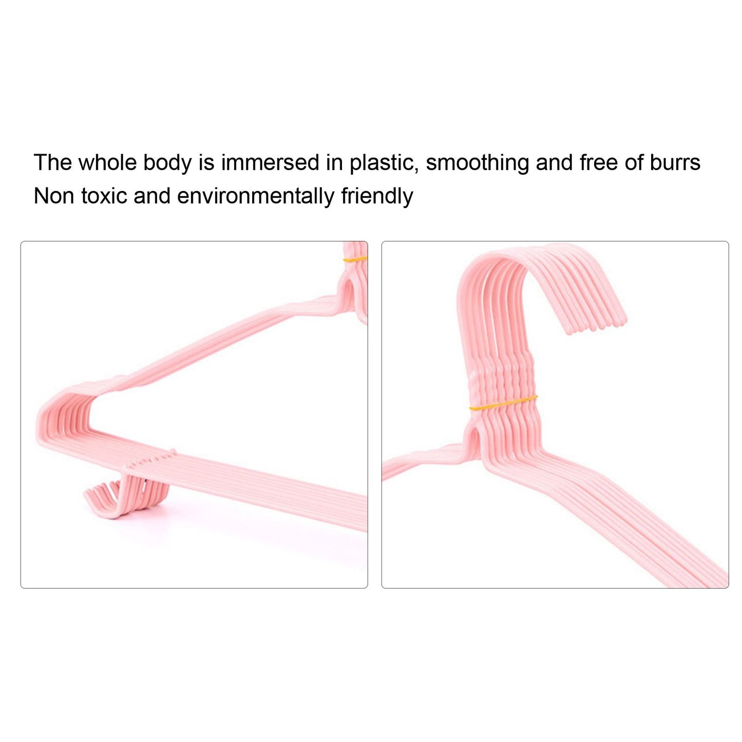 30 Pcs Clothes Hangers Hook Design Anti Skid Environmentally Friendly Metal Hangers for Home Use Pink Blue Random