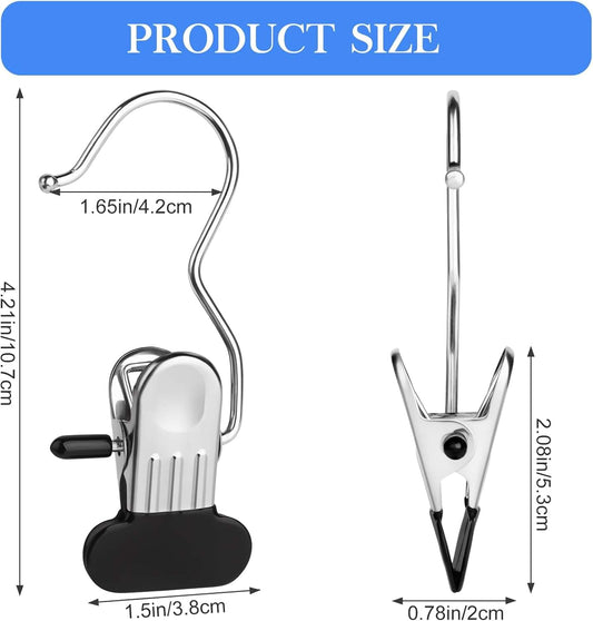 Rotating belt organizer hanger with chrome hook and black non-slip clips