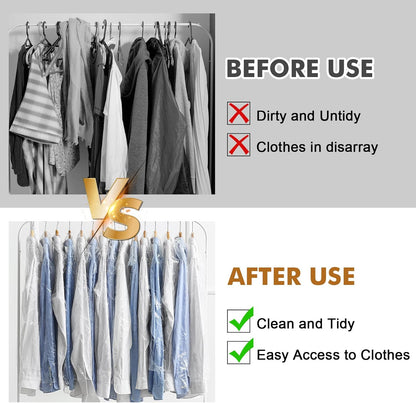 30 plastic clothing covers, 60*140cm laundry bags, transparent clothes hangers, clothing bags, dustproof garment protectors for clothes, shirts, jackets, suits, jumpers (transparent)