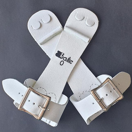 Girls/womens narrow buckle grip straps, white webbing with metal buckles