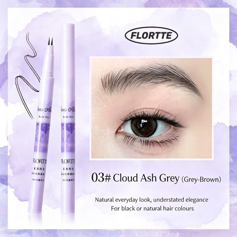 03 Cloud Ash Grey (Grey-Brown) liquid eyebrow pen with applicator tip and spoolie