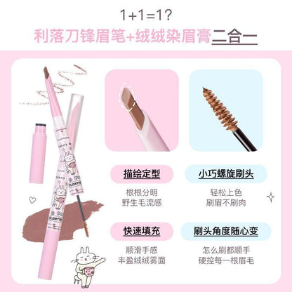 FLORTTE dual-ended eyebrow mascara with dense applicator and spoolie brush for defined brows