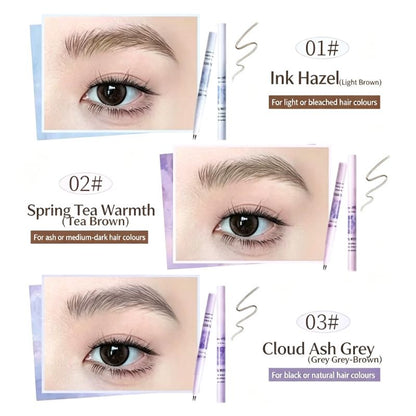 Three liquid eyebrow pens, shades 01, 02, 03, each with spoolie and fine tip