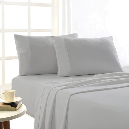 Ash grey kids flannelette sheet set with matching pillowcases and flat sheet