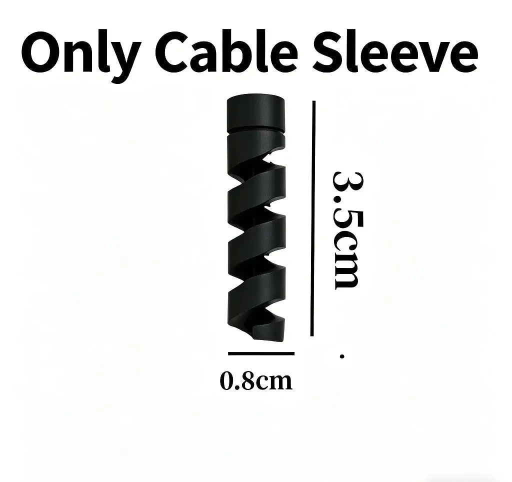 Black cable saver sleeve, 3.5cm coil strain relief for USB-C protection