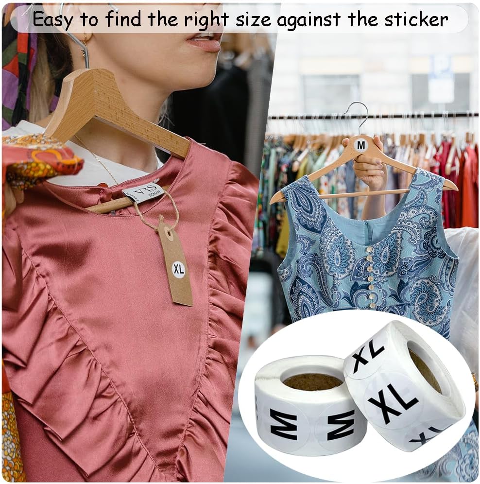 3500 Pcs Clothing Size Stickers, 1 Inch Round Self Adhesive, 7 Sizes XS-S-XXXL for T Shirts (Black)