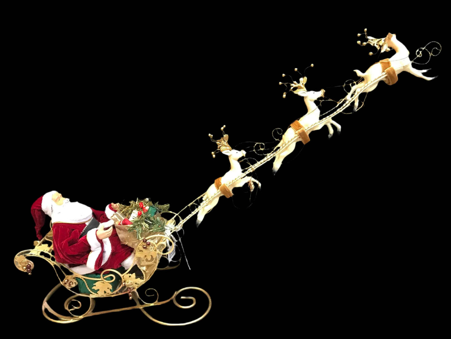 37" (95cm) Christmas Decoration Santa Claus with Reindeers on Sleigh – Large Indoor Holiday Display, Festive Christmas Decor