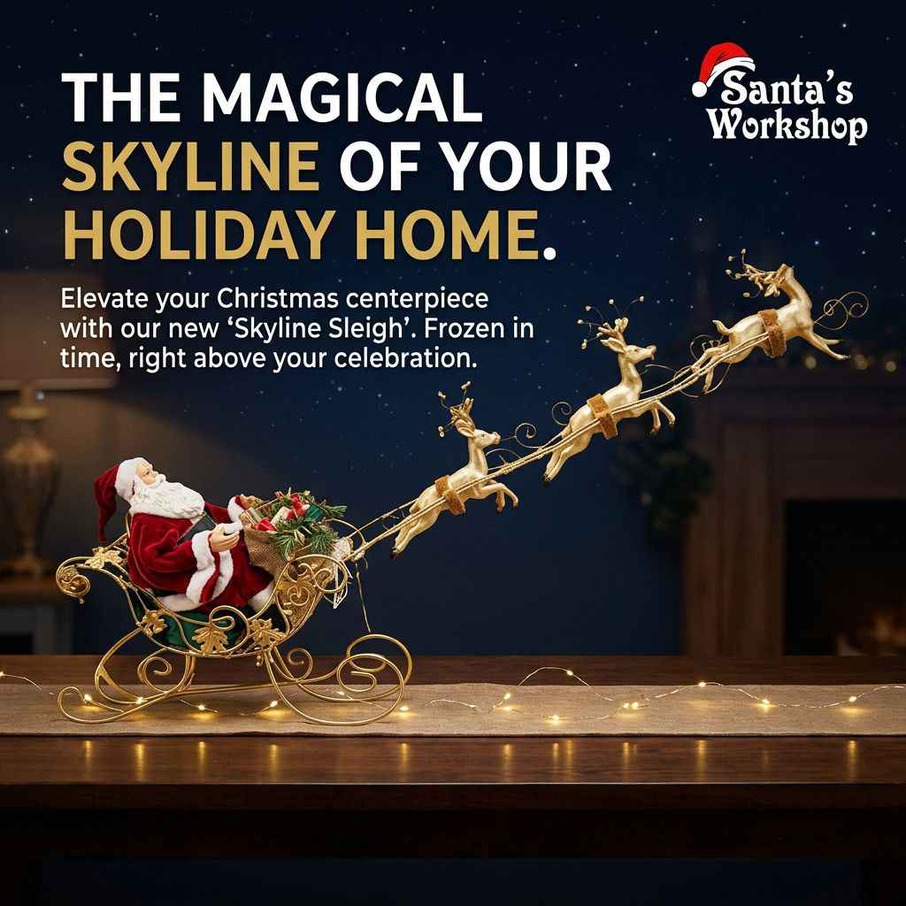 37" (95cm) Christmas Decoration Santa Claus with Reindeers on Sleigh – Large Indoor Holiday Display, Festive Christmas Decor