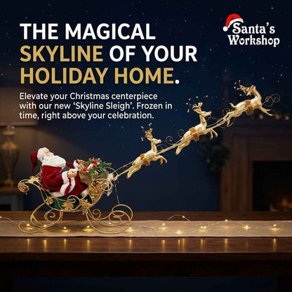 37" (95cm) Christmas Decoration Santa Claus with Reindeers on Sleigh – Large Indoor Holiday Display, Festive Christmas Decor